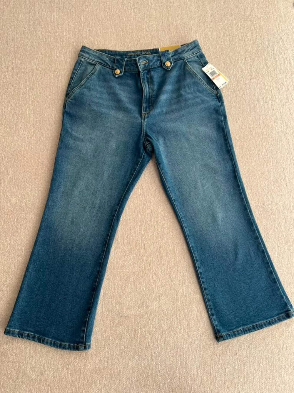 Michael Kors Selma Crop Flare Jeans Size 12 NWT High Rise Blue Denim
